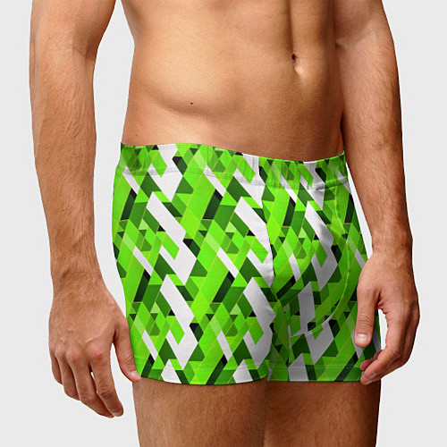 Мужские трусы Зелёные и белые фигуры / 3D-принт – фото 3