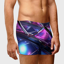 Трусы-боксеры мужские Фиолетовые абстрактные треугольники, цвет: 3D-принт — фото 2