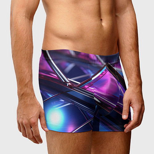 Мужские трусы Фиолетовые абстрактные треугольники / 3D-принт – фото 3