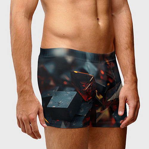 Мужские трусы Темные абстрактные кубы / 3D-принт – фото 3