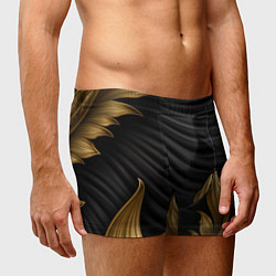 Трусы-боксеры мужские Узоры золотые на черном фоне, цвет: 3D-принт — фото 2