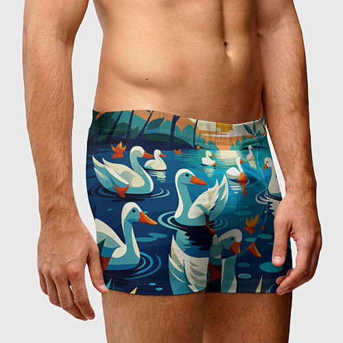 Мужские трусы Гуси лебеди вода / 3D-принт – фото 3