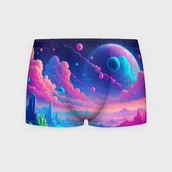 Мужские трусы Fantastic space landscape - neon glow