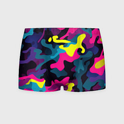 Мужские трусы Кислотная яркая абстракция в камуфляжном стиле