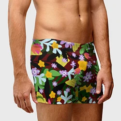 Трусы-боксеры мужские Гавайская цветочная расцветка, цвет: 3D-принт — фото 2