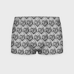 Трусы-боксеры мужские Сердце в черно белых узорах, цвет: 3D-принт