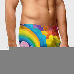 Трусы-боксеры мужские Радужные яркие волны, цвет: 3D-принт — фото 2
