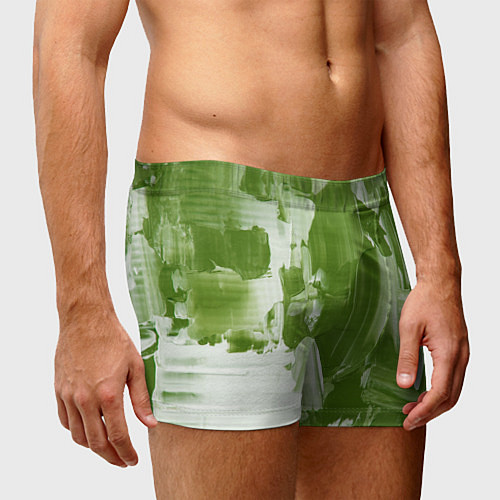 Мужские трусы Текстура белой и зелёной краски / 3D-принт – фото 3