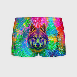 Трусы-боксеры мужские Цветной волк, цвет: 3D-принт