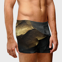 Трусы-боксеры мужские Черная текстура с золотистым напылением, цвет: 3D-принт — фото 2