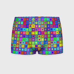 Трусы-боксеры мужские Узор из разноцветных квадратов, цвет: 3D-принт