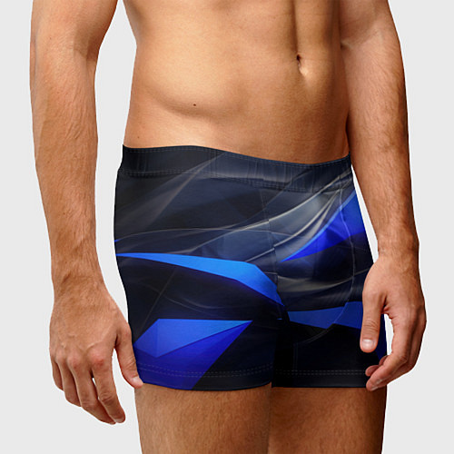 Мужские трусы Black and blue abstract background sport style / 3D-принт – фото 3