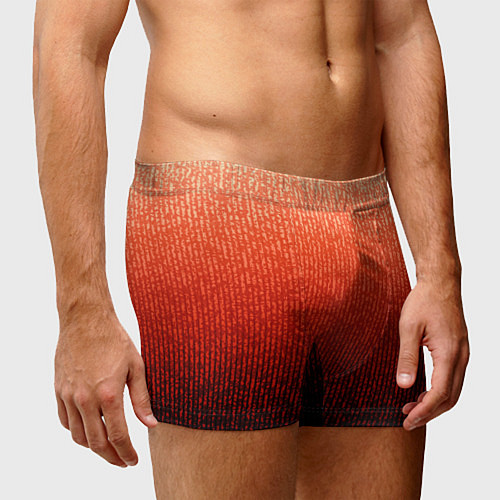Мужские трусы Полосатый градиент оранжево-красный в чёрный / 3D-принт – фото 3