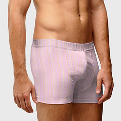 Трусы-боксеры мужские Бледный розово-жёлтый полосатый, цвет: 3D-принт — фото 2
