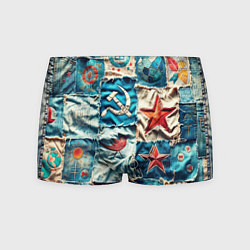 Трусы-боксеры мужские Пэчворк джинсы из СССР, цвет: 3D-принт