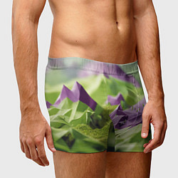 Трусы-боксеры мужские Геометрический пейзаж фиолетовый и зеленый, цвет: 3D-принт — фото 2