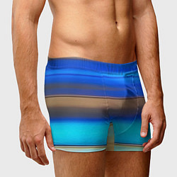 Трусы-боксеры мужские Голубые и коричневые полосы, цвет: 3D-принт — фото 2