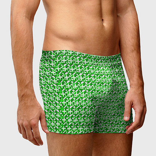 Мужские трусы Белые плюсики на зелёном фоне / 3D-принт – фото 3