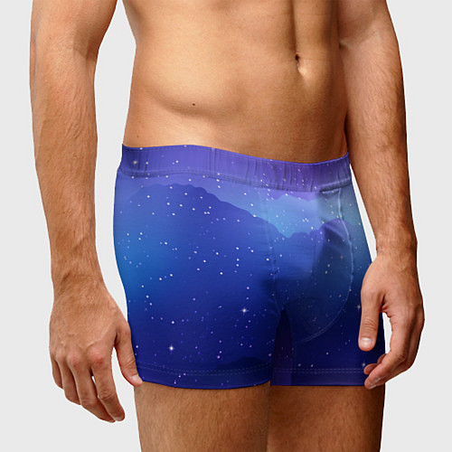 Мужские трусы Синий космос и звезды / 3D-принт – фото 3