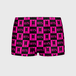 Трусы-боксеры мужские BTS pattern pink logo, цвет: 3D-принт