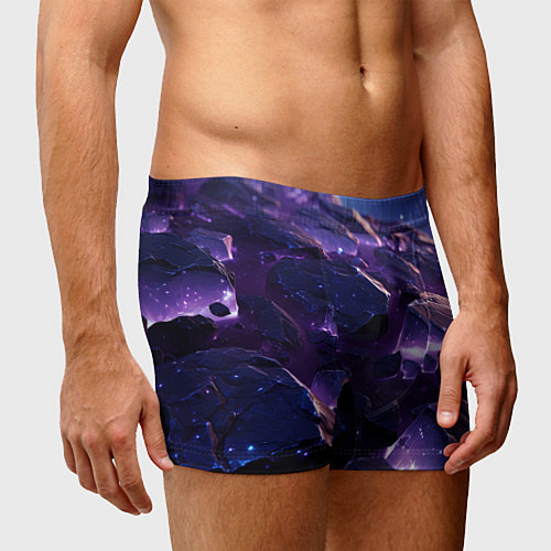 Мужские трусы Фиолетовые неоновые камни со светом / 3D-принт – фото 3
