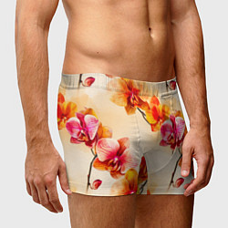 Трусы-боксеры мужские Оранжевые орхидеи акварельные, цвет: 3D-принт — фото 2