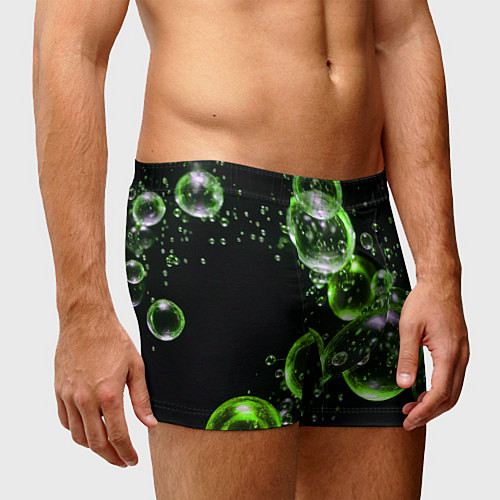 Мужские трусы Зеленые пузыри на черном / 3D-принт – фото 3