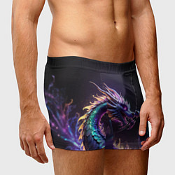 Трусы-боксеры мужские Неоновый сиреневый дракон на черном фоне, цвет: 3D-принт — фото 2