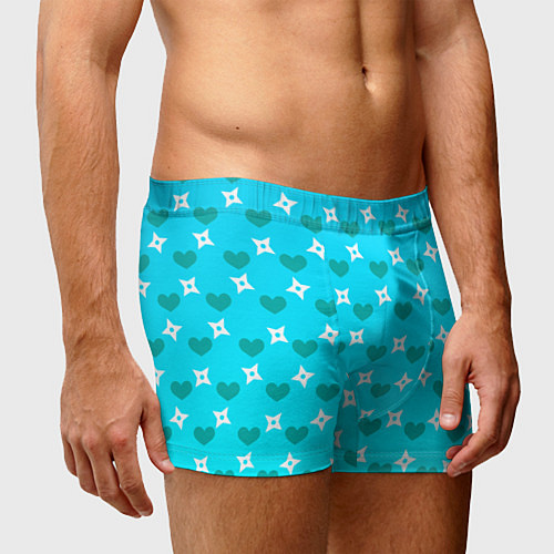 Мужские трусы Сюрикены и сердечки: голубой / 3D-принт – фото 3