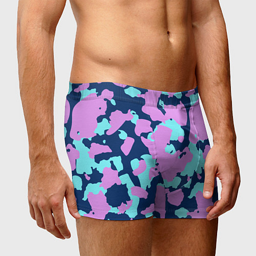 Мужские трусы Паттерн с сиреневыми и голубыми пятнами / 3D-принт – фото 3