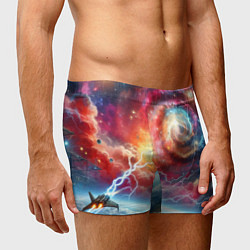 Трусы-боксеры мужские Полёт к далёкой галактике - неоновый космос, цвет: 3D-принт — фото 2