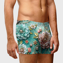 Трусы-боксеры мужские Объемные цветы и жемчуг, цвет: 3D-принт — фото 2