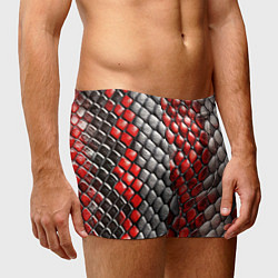Трусы-боксеры мужские Змеиная объемная текстурная красная шкура, цвет: 3D-принт — фото 2