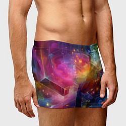 Трусы-боксеры мужские Геометрический неоновый космос - нейросеть, цвет: 3D-принт — фото 2