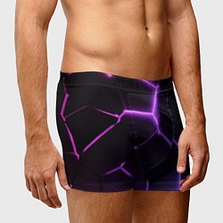Трусы-боксеры мужские Темные фиолетовые неоновые плиты в разломе, цвет: 3D-принт — фото 2