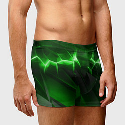 Трусы-боксеры мужские Яркая зеленая объемная абстракция, цвет: 3D-принт — фото 2