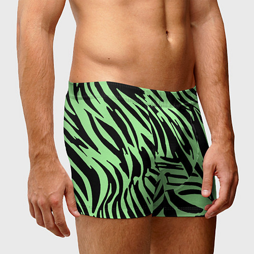 Мужские трусы Чёрно-зелёный полосками / 3D-принт – фото 3