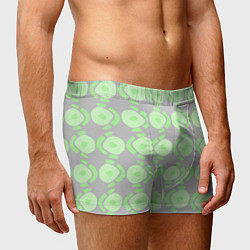 Трусы-боксеры мужские Абстрактные зеленые фигуры на сером, цвет: 3D-принт — фото 2