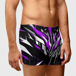 Трусы-боксеры мужские Purple and white abstraction on a black background, цвет: 3D-принт — фото 2