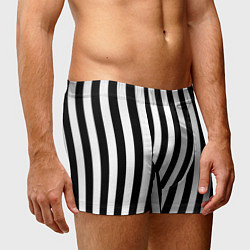 Трусы-боксеры мужские Вертикальные черно белые полосы, цвет: 3D-принт — фото 2