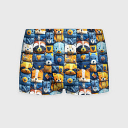 Трусы-боксеры мужские Пэчворк с мордашками енотов, цвет: 3D-принт
