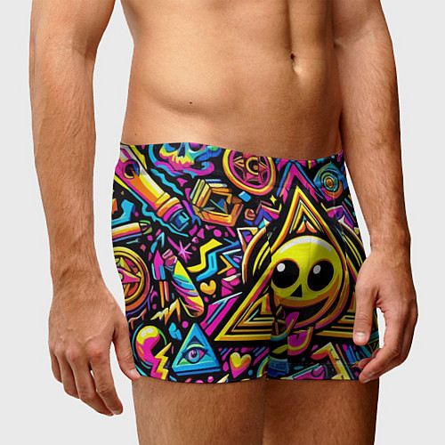 Мужские трусы Красочный паттерн со смайликом - нейроарт / 3D-принт – фото 3