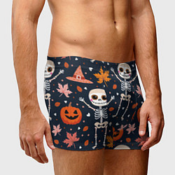 Трусы-боксеры мужские Скелеты с листьями, цвет: 3D-принт — фото 2