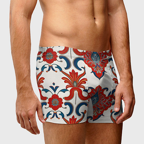 Мужские трусы Узор красно-синий на белом фоне / 3D-принт – фото 3