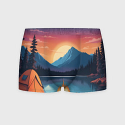 Трусы-боксеры мужские В лесу с палаткой, цвет: 3D-принт
