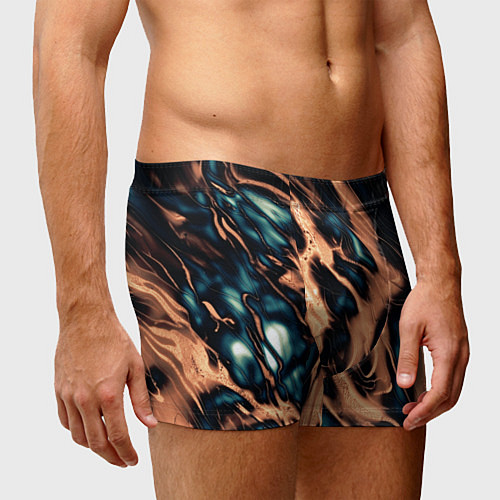 Мужские трусы Абстракция тёмный бирюзово-медный / 3D-принт – фото 3