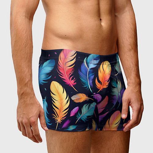 Мужские трусы Разноцветные переливающиеся перья / 3D-принт – фото 3
