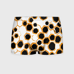 Мужские трусы Чёрно-жёлтые шестиугольники на белом фоне