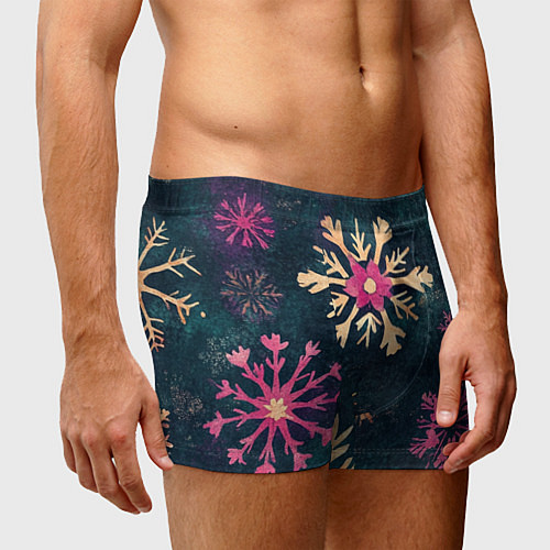 Мужские трусы Новогодние разноцветные снежинки / 3D-принт – фото 3