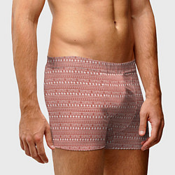 Трусы-боксеры мужские Коричнево-розовый простой узор, цвет: 3D-принт — фото 2